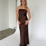 NAT axelbandslös klänning, brun