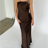 NAT axelbandslös klänning, brun