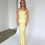 NAT axelbandslös klänning, gul