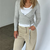 NOELLE wrap blus, grå