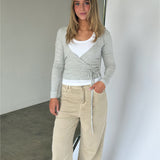 NOELLE wrap blus, grå