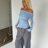 OLIVE off shoulder blus, rosa