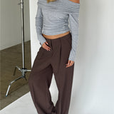 OLIVE off shoulder blus, grå