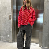 PENNY stribet long sleeve, rød/pink