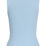 Produktbillede af blå POSIE top. Set bagfra. Fra BySofieSønderby