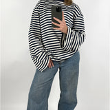 PENNY randig långärmad, ljusrosa/brun