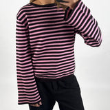 REBEKKA stribet long sleeve, lyserød/brun