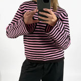 REBEKKA stribet long sleeve, lyserød/brun