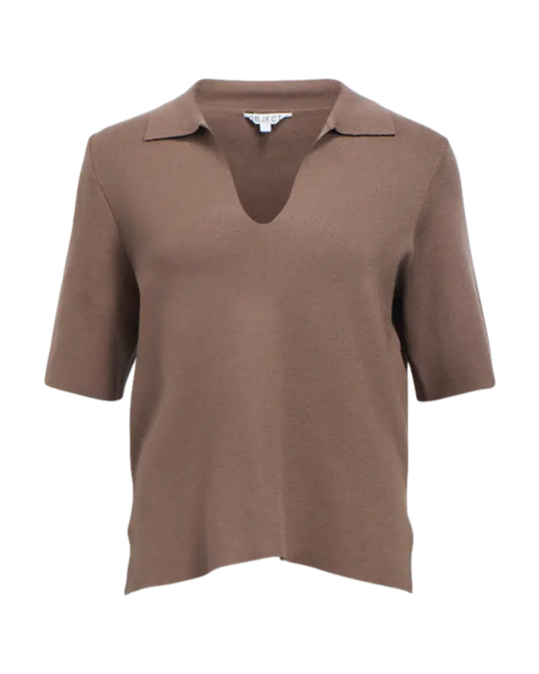 Produktbillede af brun REYNARD polo t-shirt. Set forfra. Fra BySofieSønderby