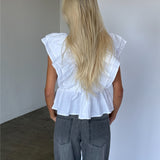RIKKE volangtopp, vit