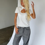 SABRINA topp, prickig vit/svart