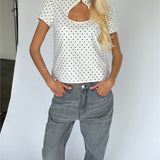 SABRINA topp, prickig vit/svart