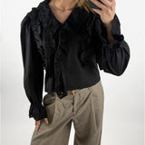 SALEM flæsebluse, sort