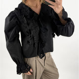 SALEM flæsebluse, sort