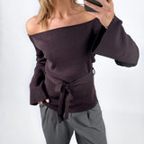 SAVANNA off shoulder strik, brun