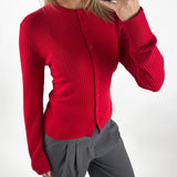 SPINA långärmad cardigan, röd