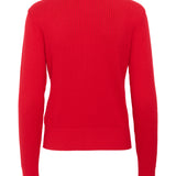 Produktfoto af rød Spina cardigan. På hvid baggrund. Fra BySofieSønderby
