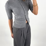 SPINA kortärmad cardigan, grå