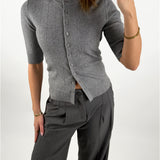 SPINA kortärmad cardigan, grå