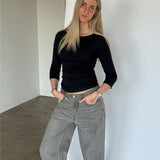 STAR boatneck blus 3/4 ärm, svart