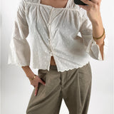 SUNELA blus 3/4 ärm, vit