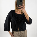 SUNELA bluse 3/4 ærme, sort