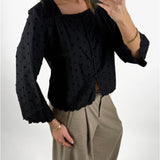 SUNELA bluse 3/4 ærme, sort