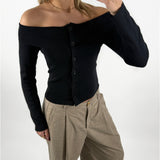 VICTORIA off shoulder bluse, sort