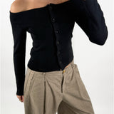 VICTORIA off shoulder bluse, sort