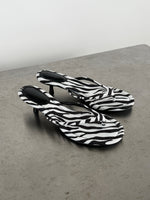 Billede af zebra mønstrede VIGGA sko med lav hæl. Fra BySofieSønderby
