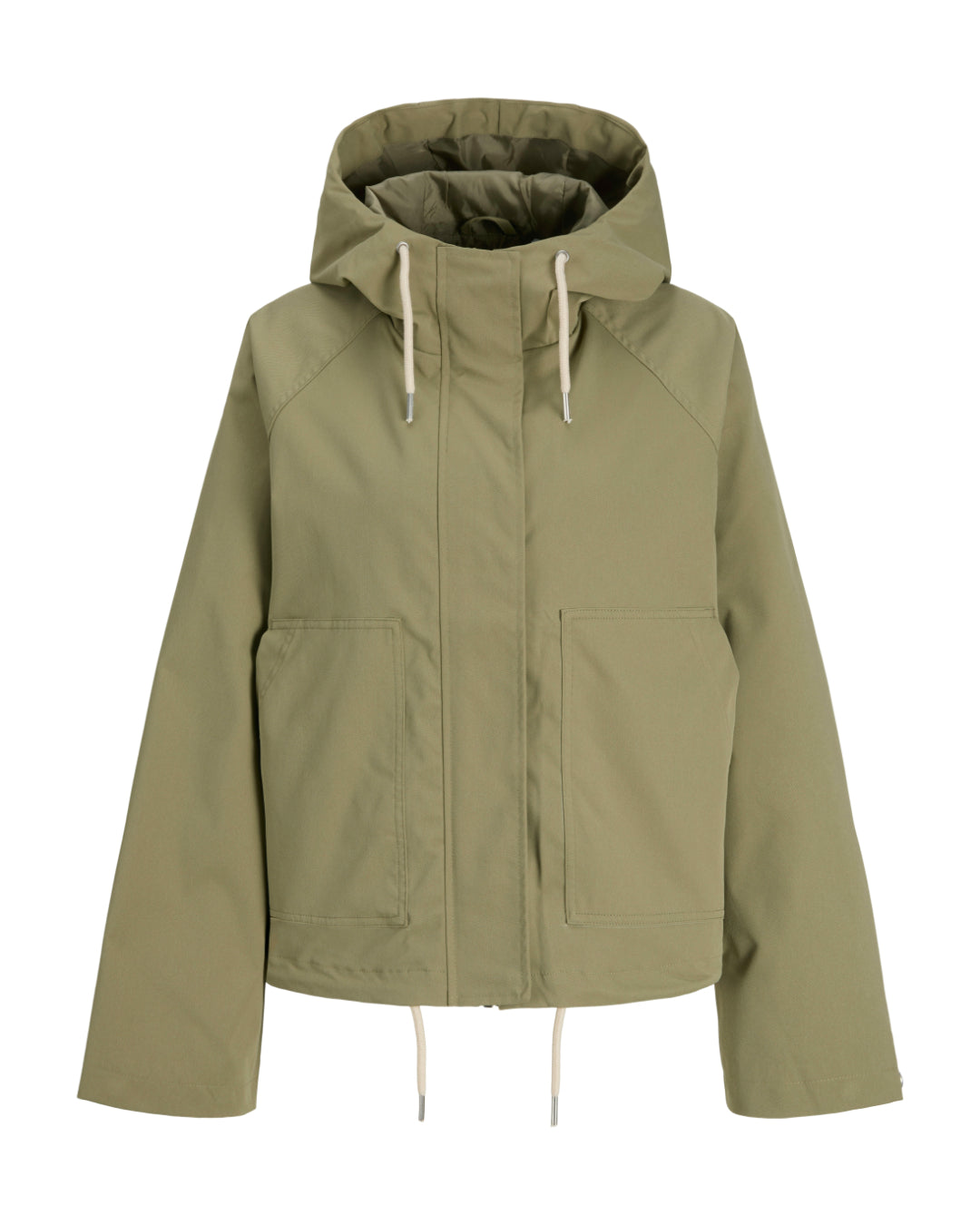 Produktbillede af olivengrøn WILMA jakke. Set forfra. Fra BySofieSønderby