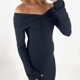 XANDRA off shoulder klänning, svart