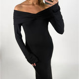 XANDRA off shoulder klänning, svart